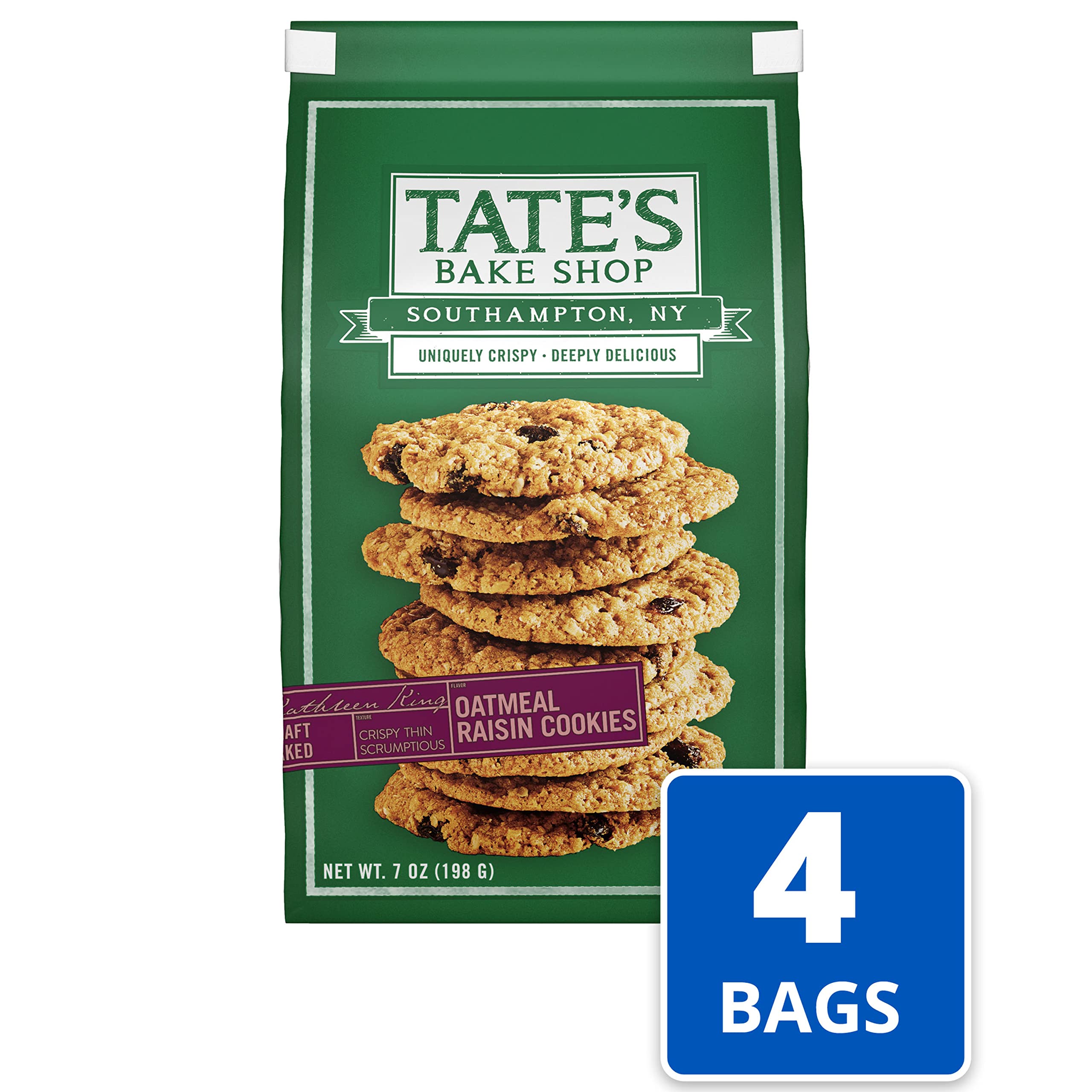 Tate's Bake Shop cookies on a plate, highlighting crisp texture and bite.