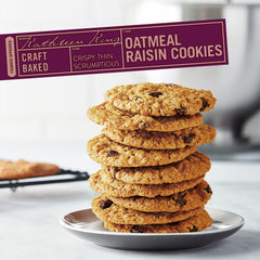 Plate of Tate's oatmeal raisin cookies ready for a quick snack.