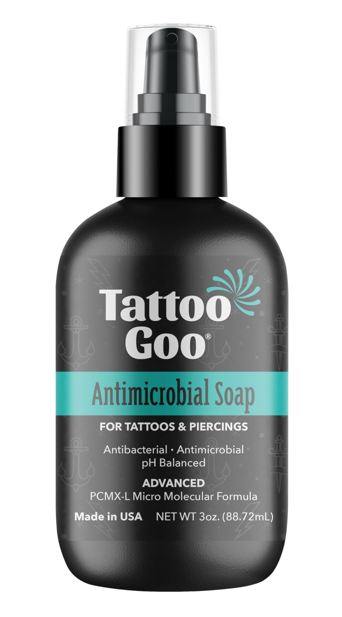 Tattoo Goo cleansing soap bottle for gentle tattoo aftercare