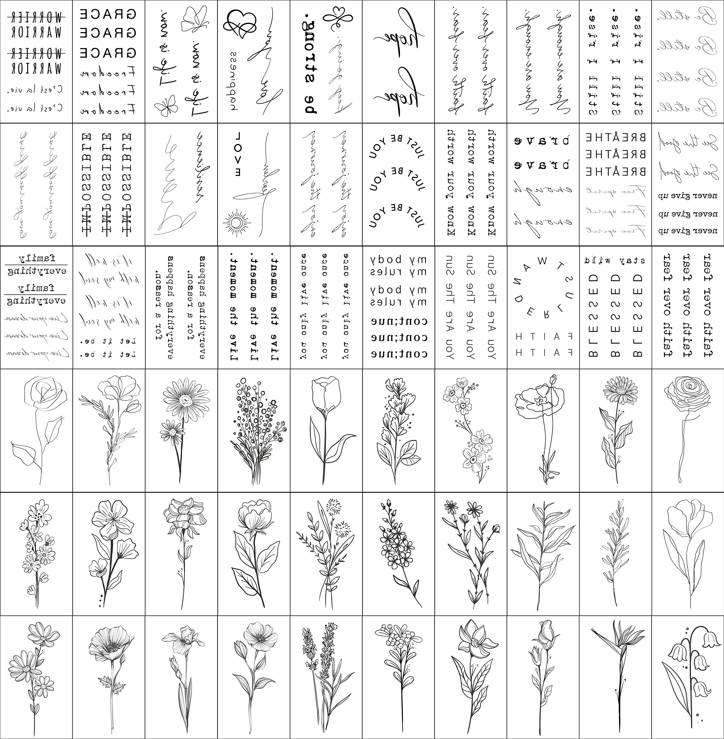 TATUWST floral botanical sheets provide delicate designs for subtle body art