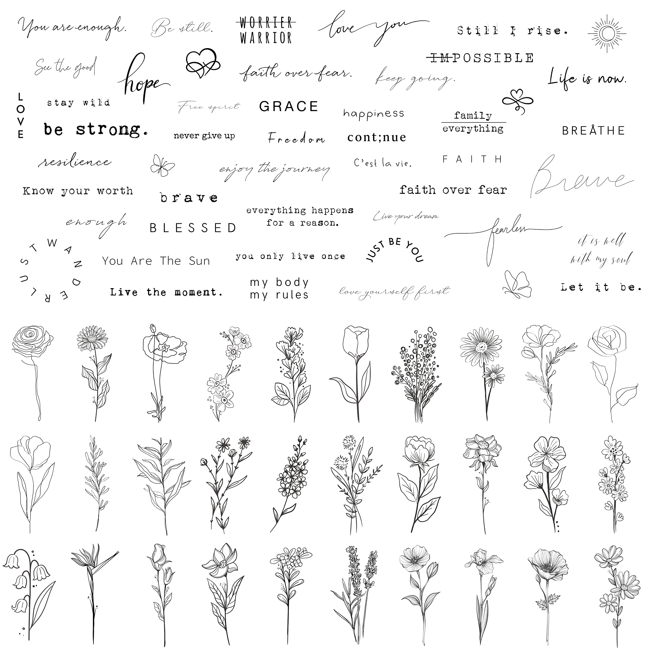 TATUWST inspirational quotes sheets tattoo set offers wearable motivation for daily styling