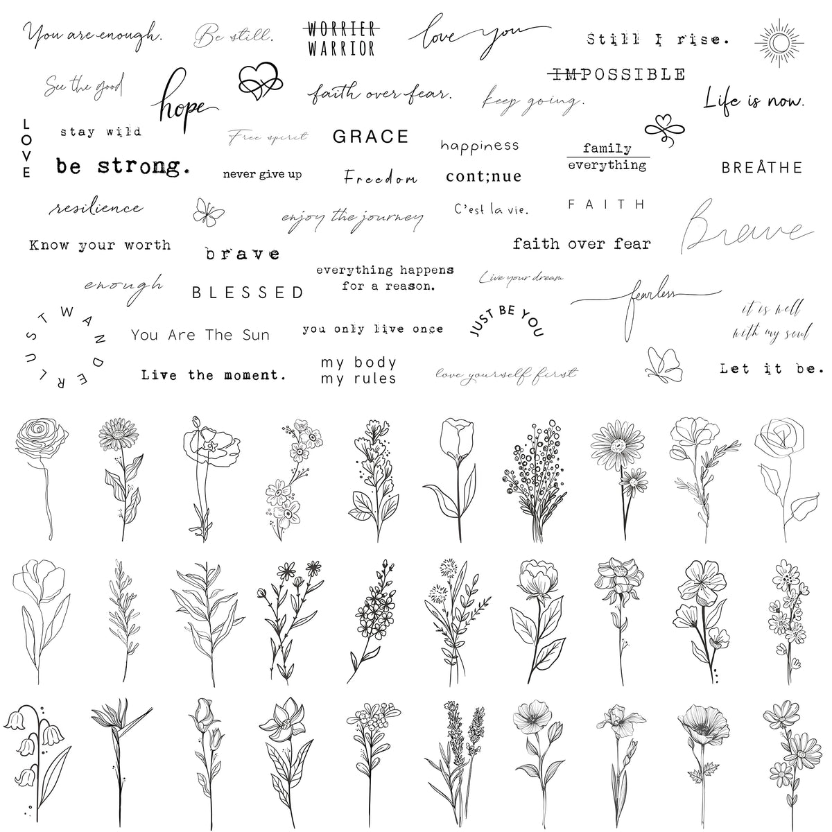 TATUWST inspirational quotes sheets tattoo set offers wearable motivation for daily styling