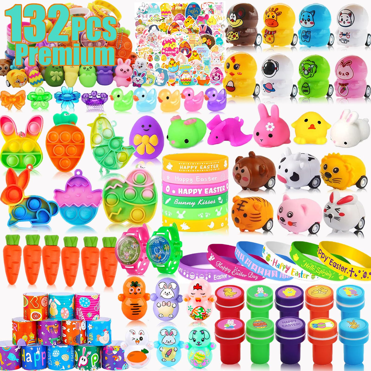 Taulaap 132-piece Easter filler kit for varied egg hunts.