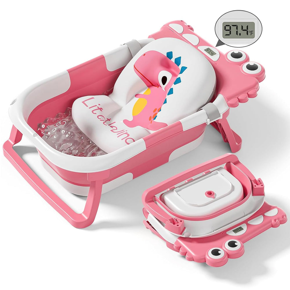 Tavlshero collapsible baby bath tub demonstrates compact fold for easy storage and travel.