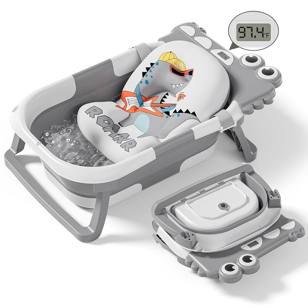 Tavlshero collapsible baby bathtub folded for compact storage and travel ease.