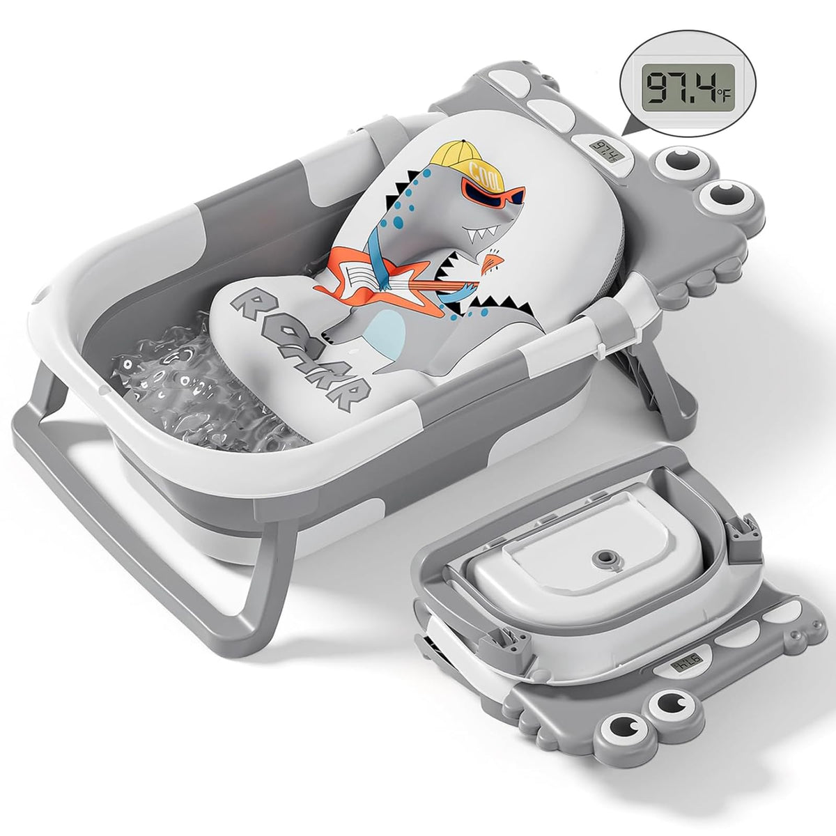 Tavlshero collapsible baby bathtub folded for compact storage and travel ease.