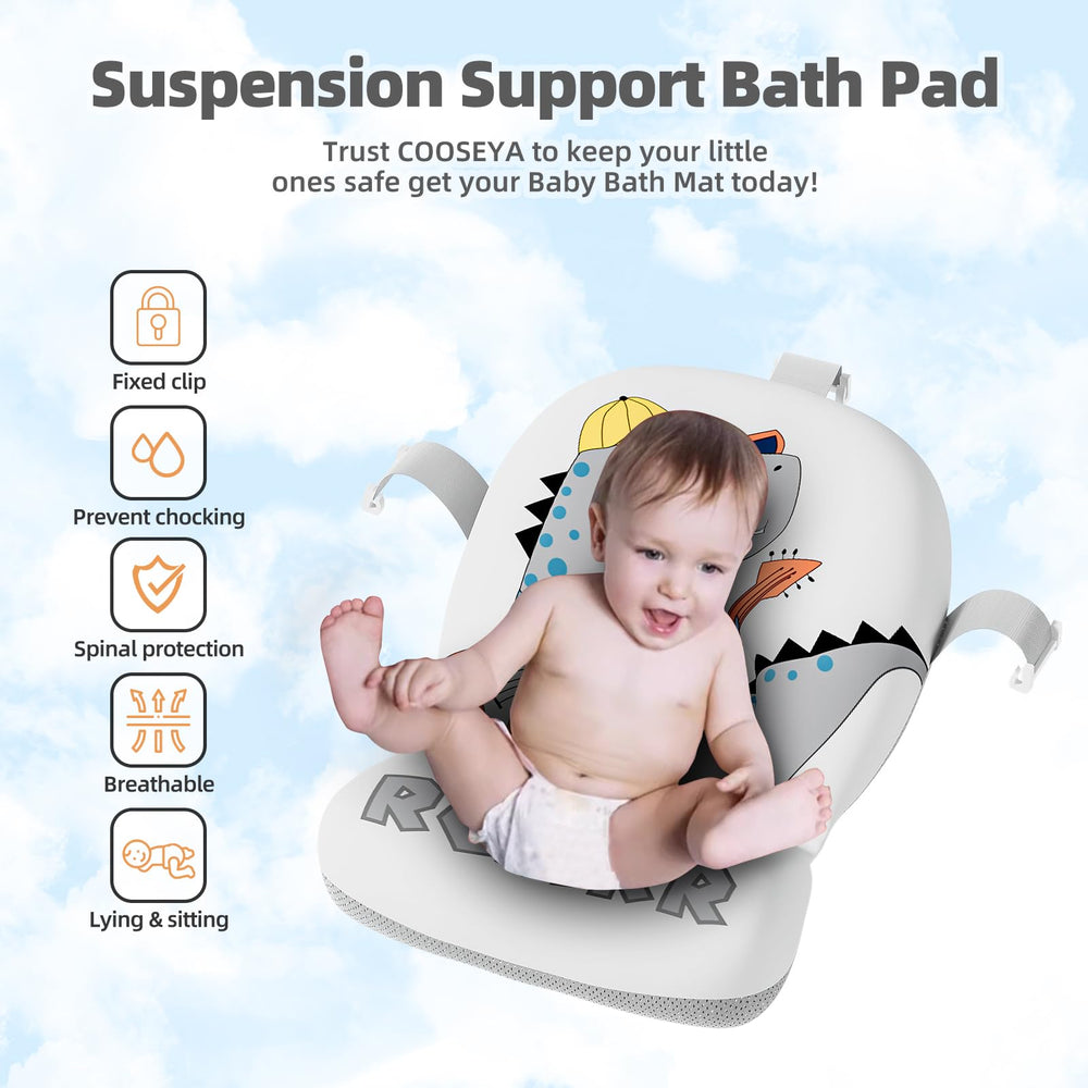Tavlshero four-corner support enhances stability during bath time.