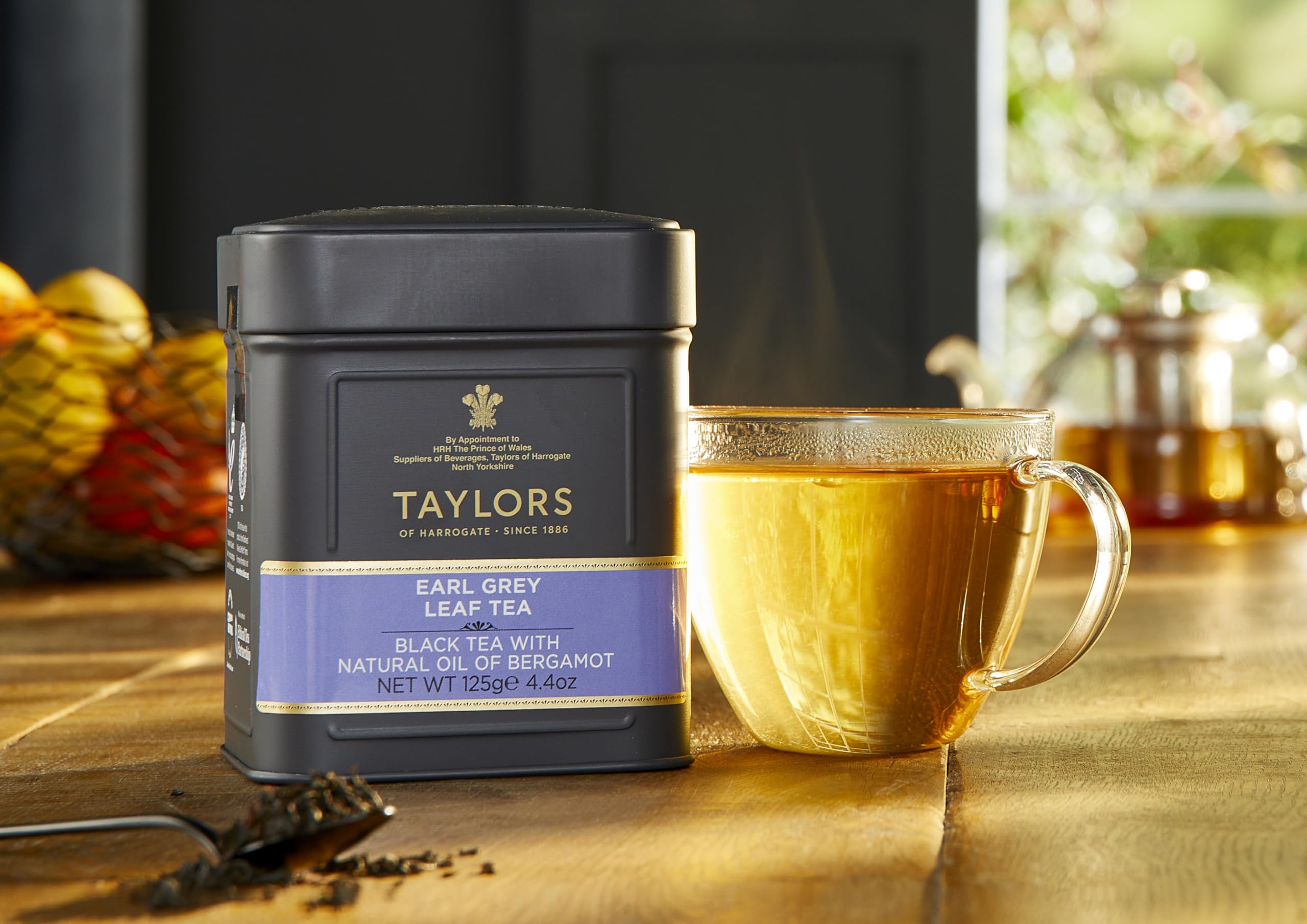 Close-up of Taylors Earl Grey black orthodox tea leaves for a premium sip