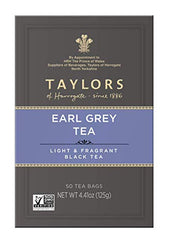 Taylors of Harrogate Earl Grey tea cup steep, enjoy aromatic bergamot infusion anytime.