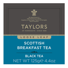 Packaging image for Taylors Scottish Breakfast, premium whole leaf quality.