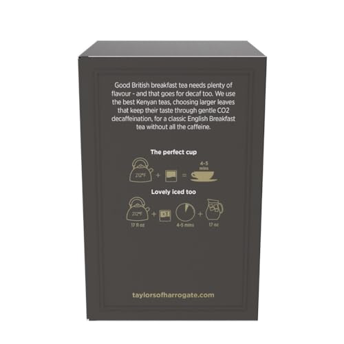 Taylors of Harrogate decaffeinated breakfast tea hot or iced setup for versatile serving