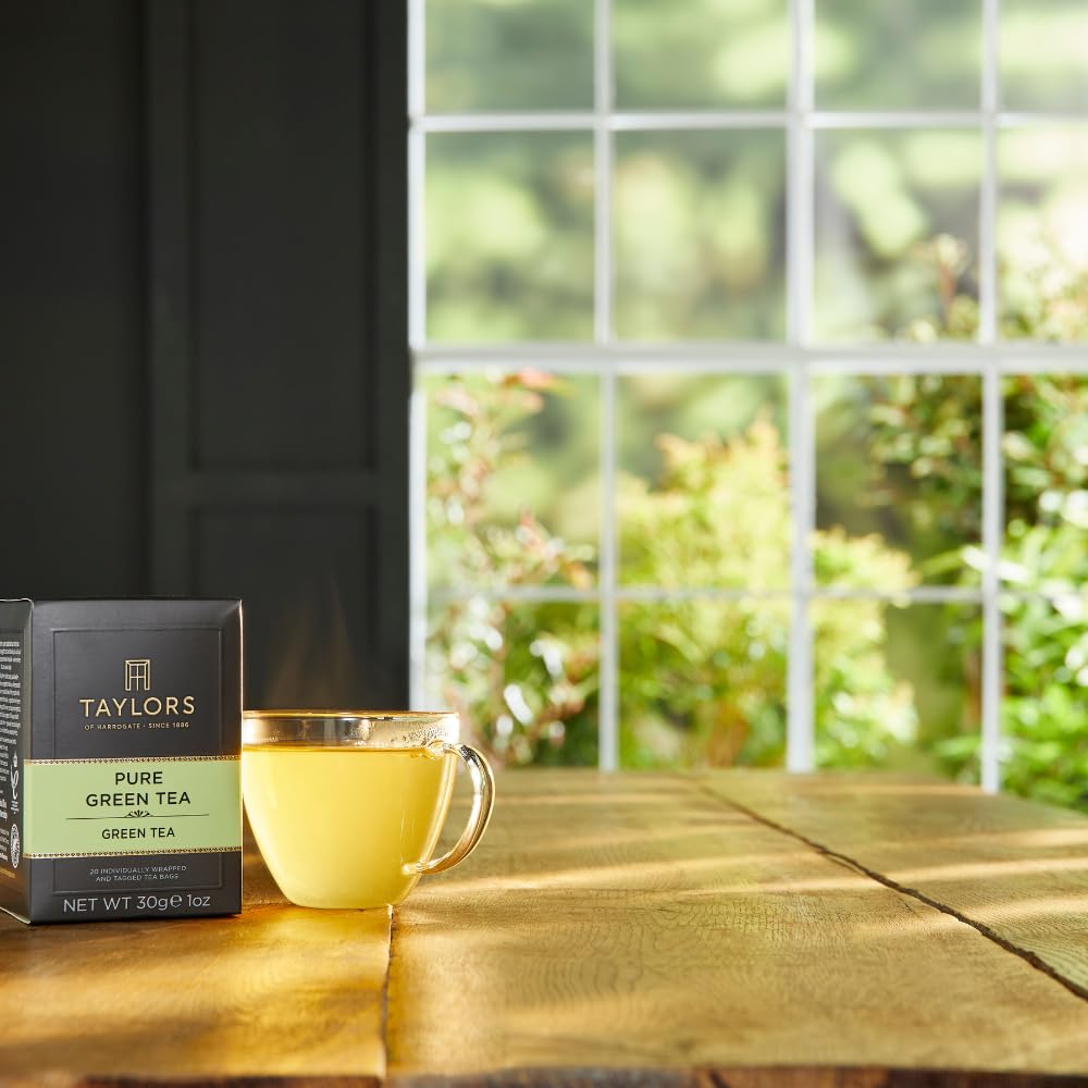 Hot or iced Taylors of Harrogate Pure Green Tea ready to serve