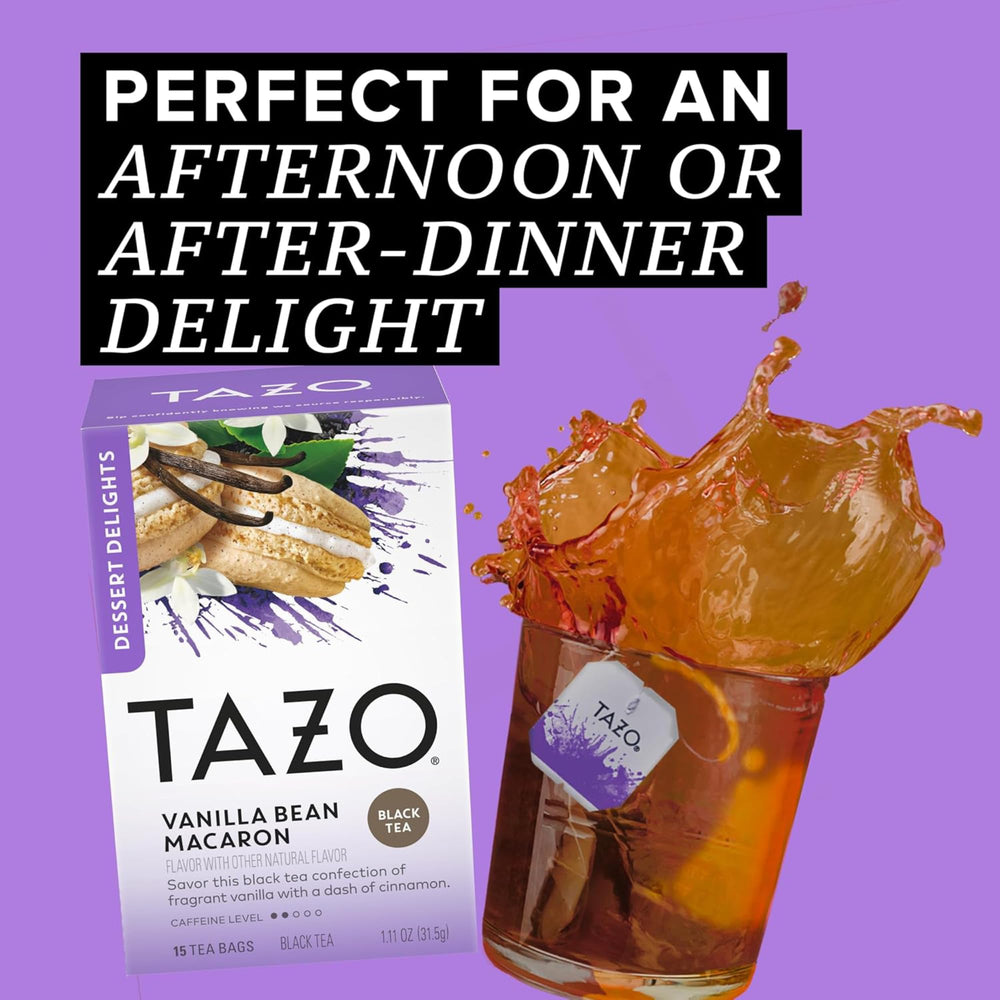 TAZO aroma-filled tea scene inviting you to unwind with a dessert-inspired routine.