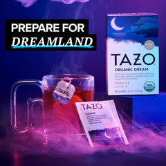 TAZO DREAM six-pack boxes offer convenient nightly soothing routine.