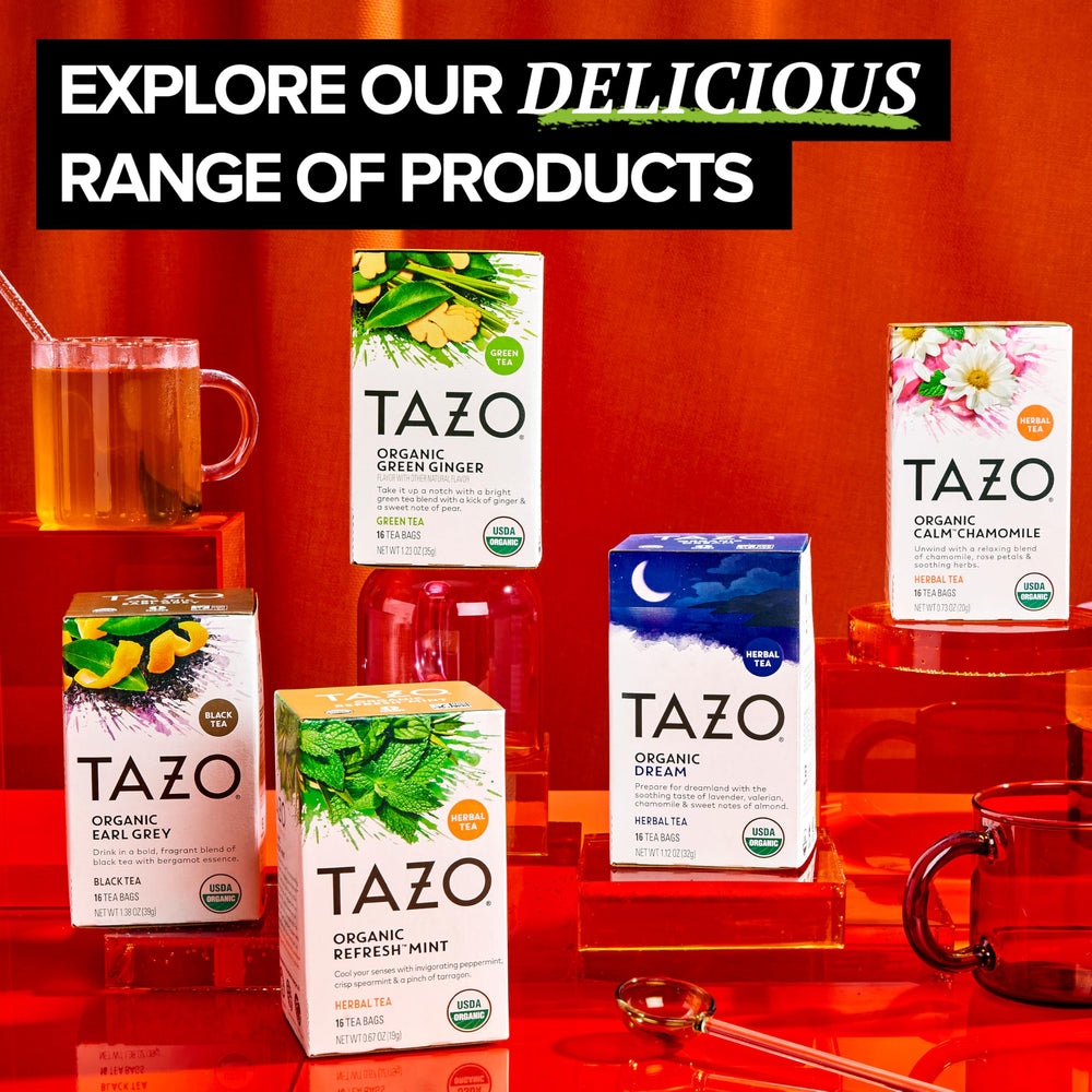 TAZO Green Ginger ingredients image highlights ginger root and lemongrass for bright flavor