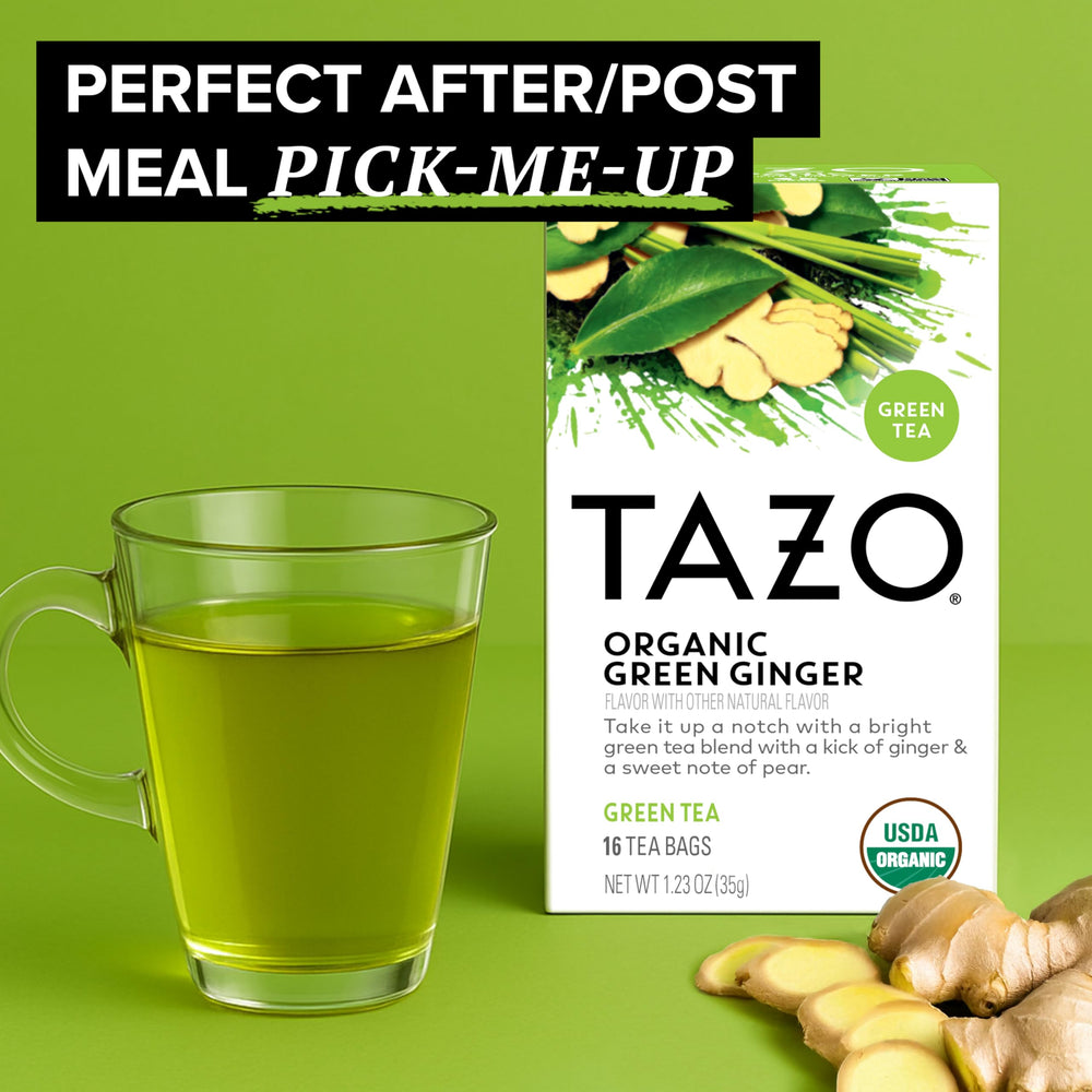 TAZO Green Ginger tea packs-6 box displaying a six-pack of 96 tea bags