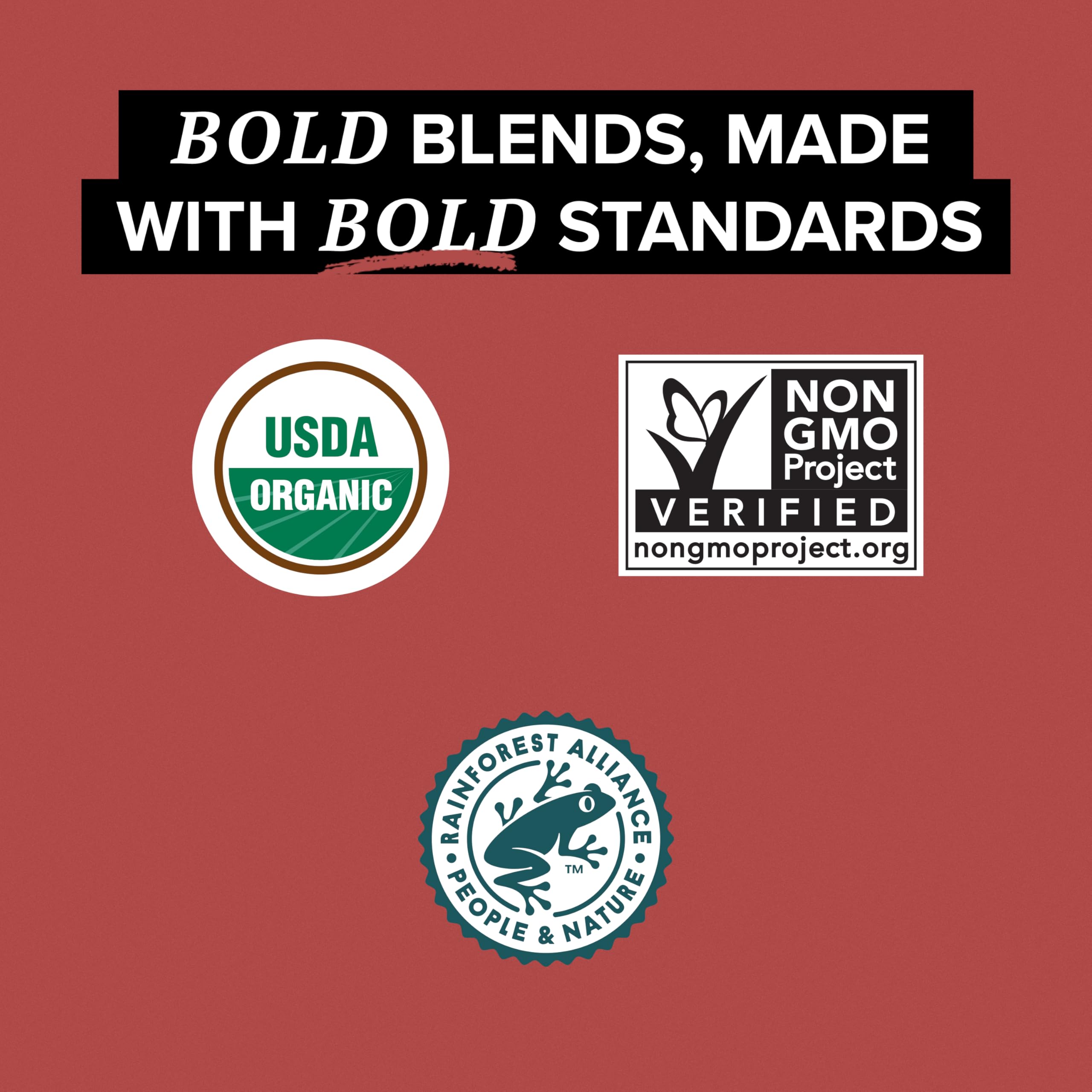 TAZO Organic Awake English Breakfast box label highlights organic and kosher certifications.