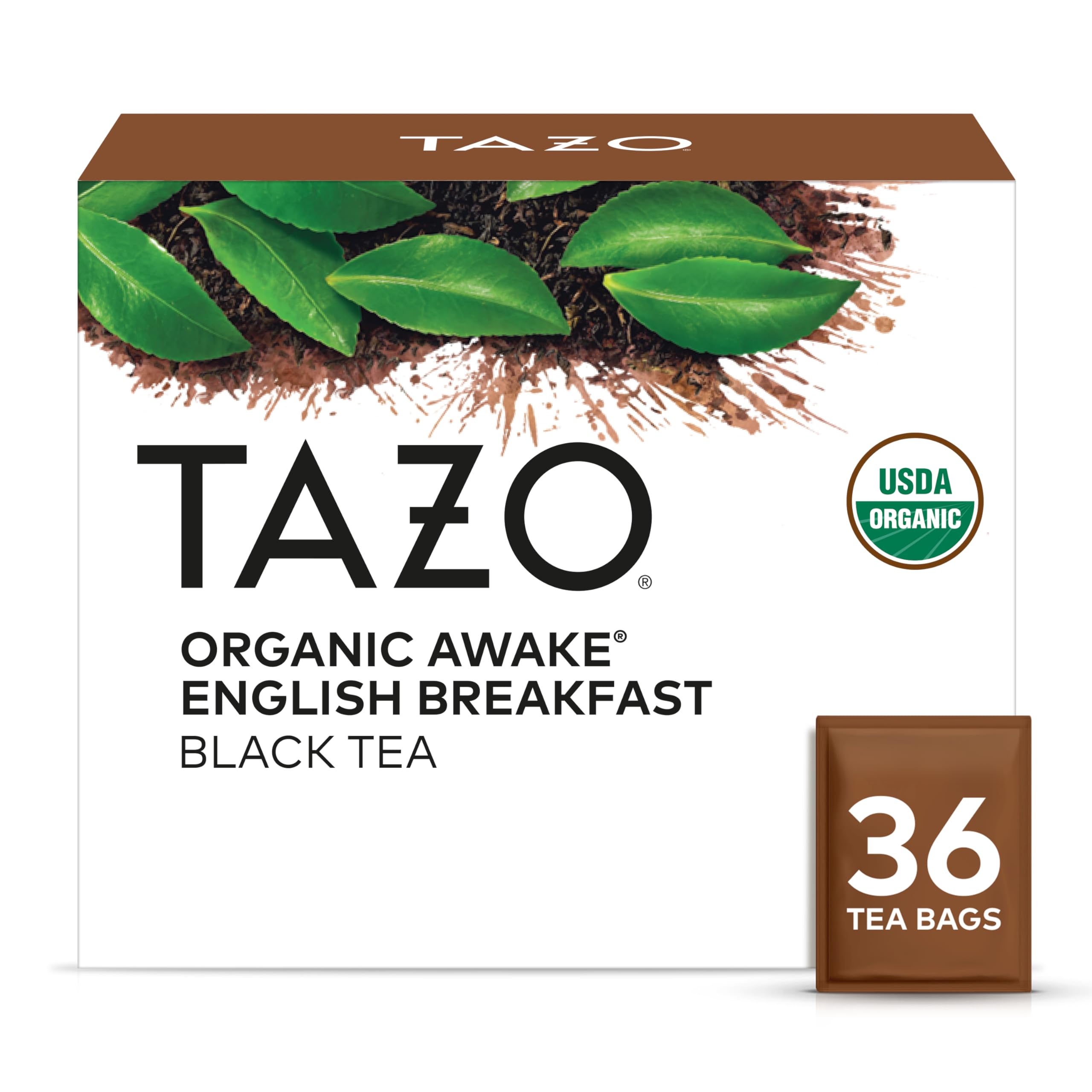 TAZO Organic Awake English Breakfast tea box ready for your morning routine.