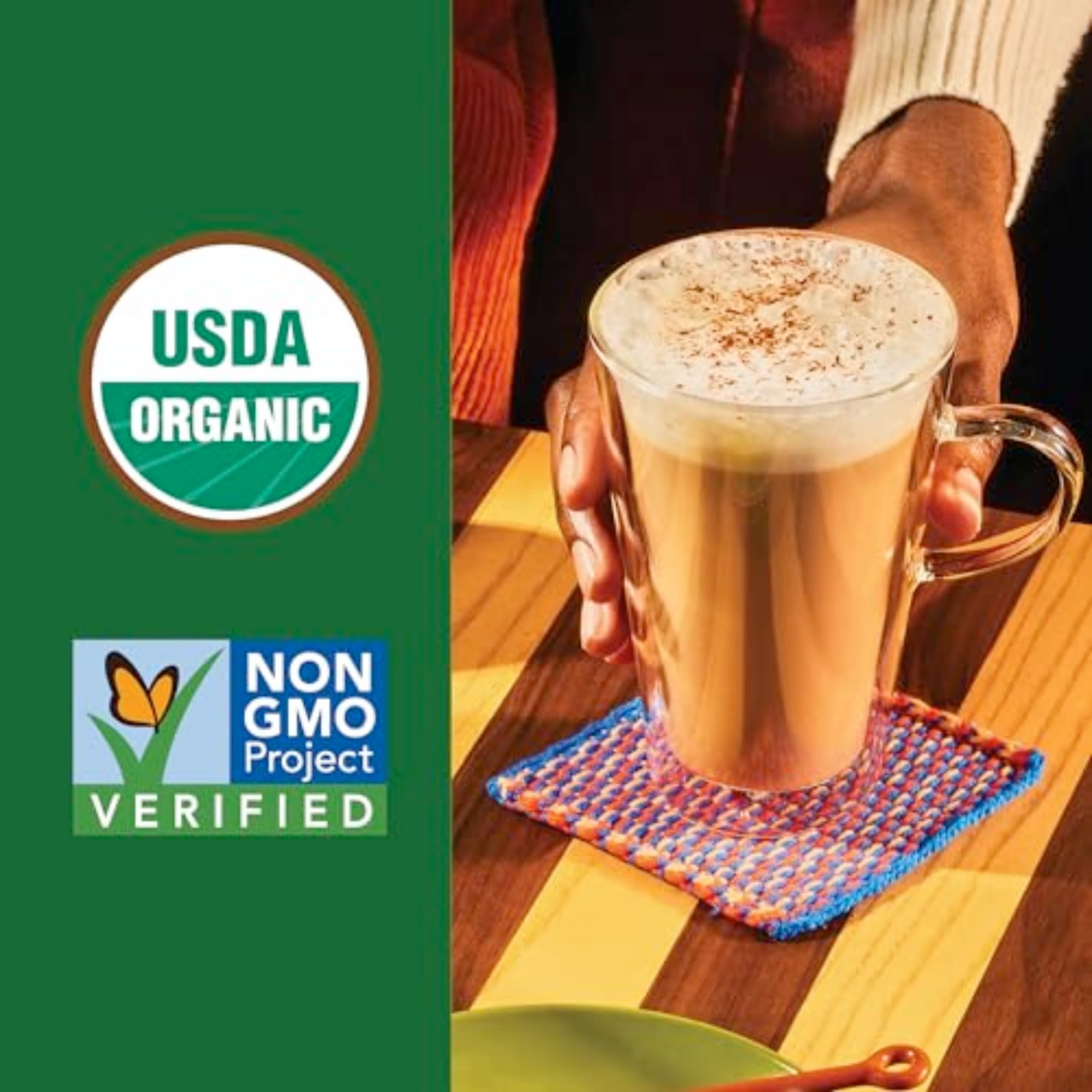 USDA Organic and non-GMO status on TAZO concentrate for quality.