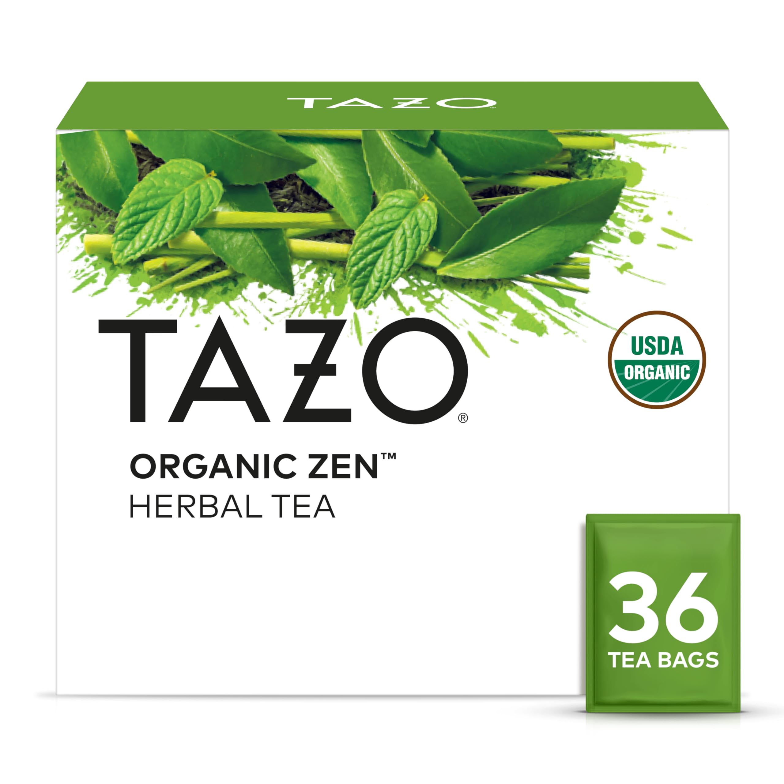 TAZO Organic Zen Green Tea bags for a caffeinated morning pick-me-up