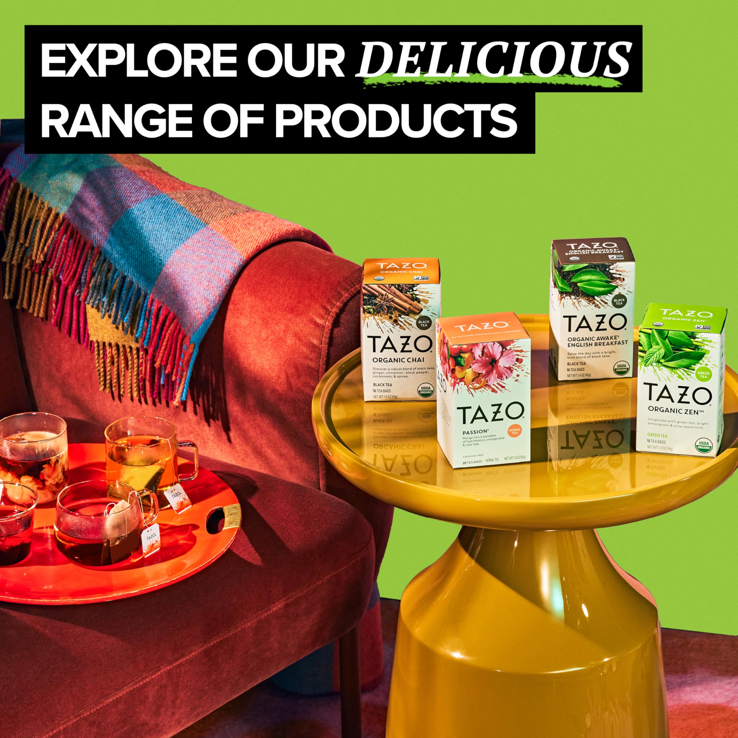 Pack of six boxes of TAZO Zen Green Tea with organized convenience