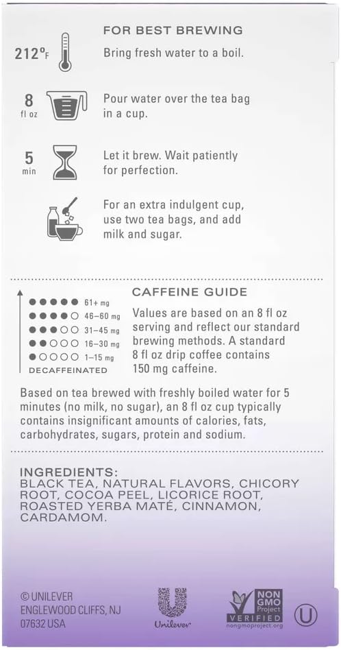 TAZO Vanilla Bean Macaron Black Tea bag with creamy vanilla scent for a comforting afternoon boost.