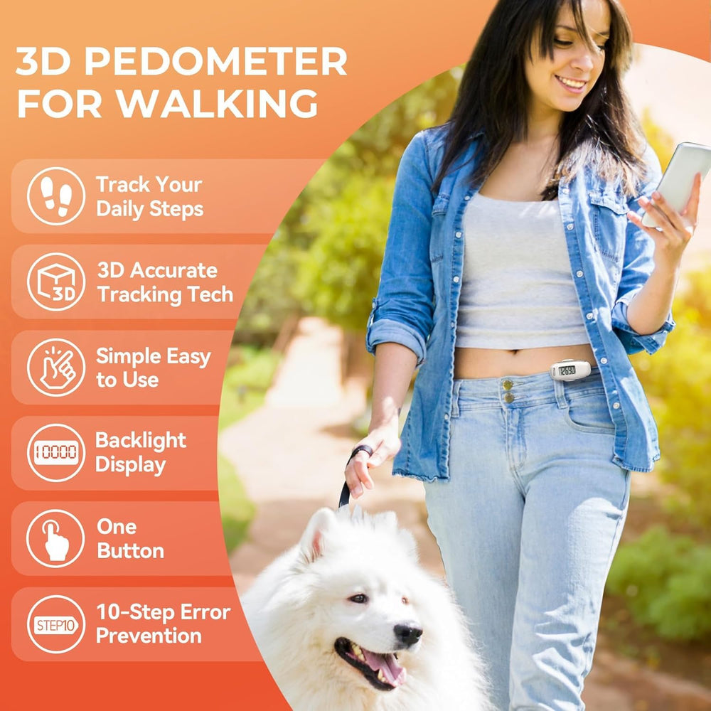 TAZUZFLA 3D pedometer backlit display showing easy reading during workouts