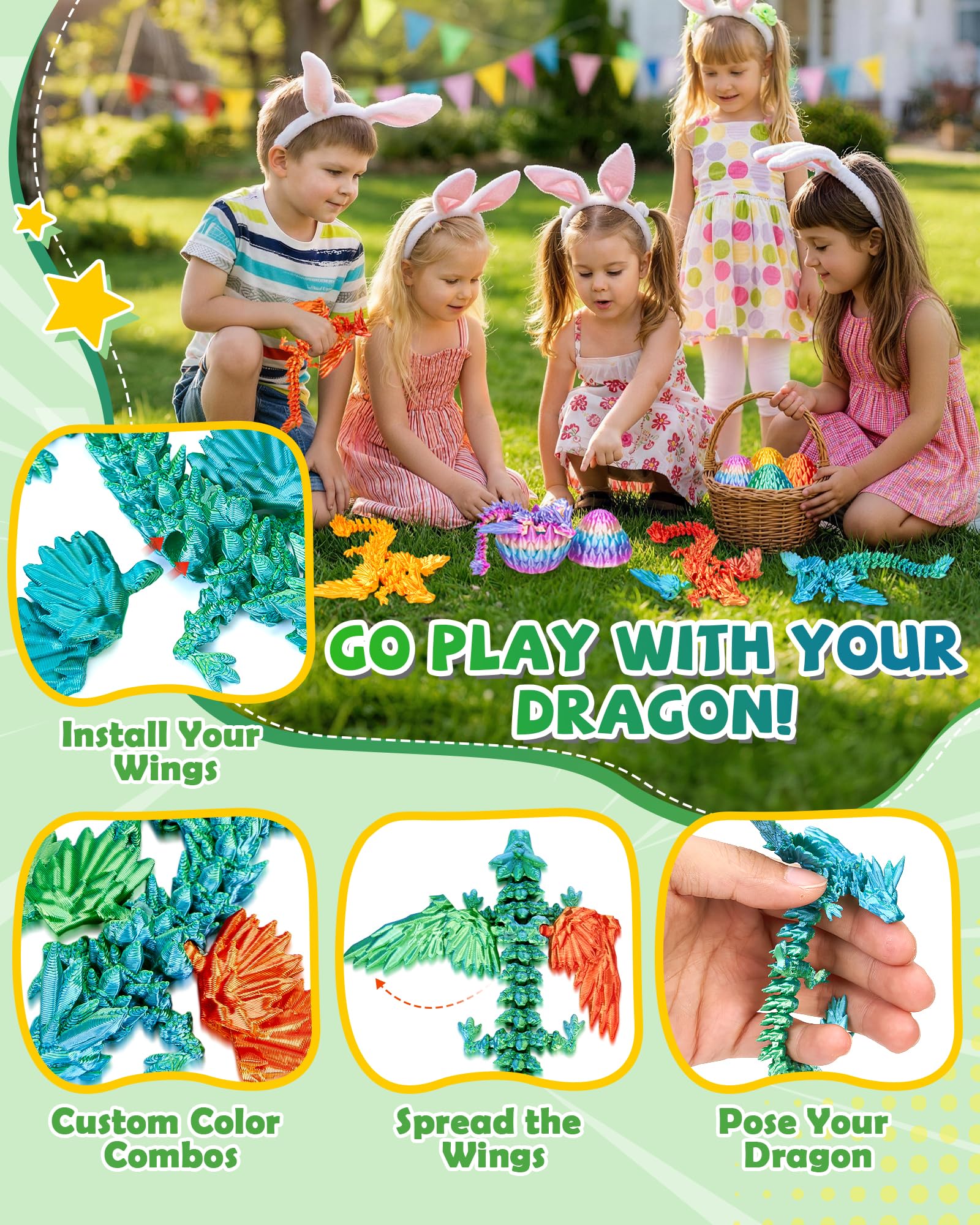TBOLINE 3D-printed dragon toy with interchangeable wings