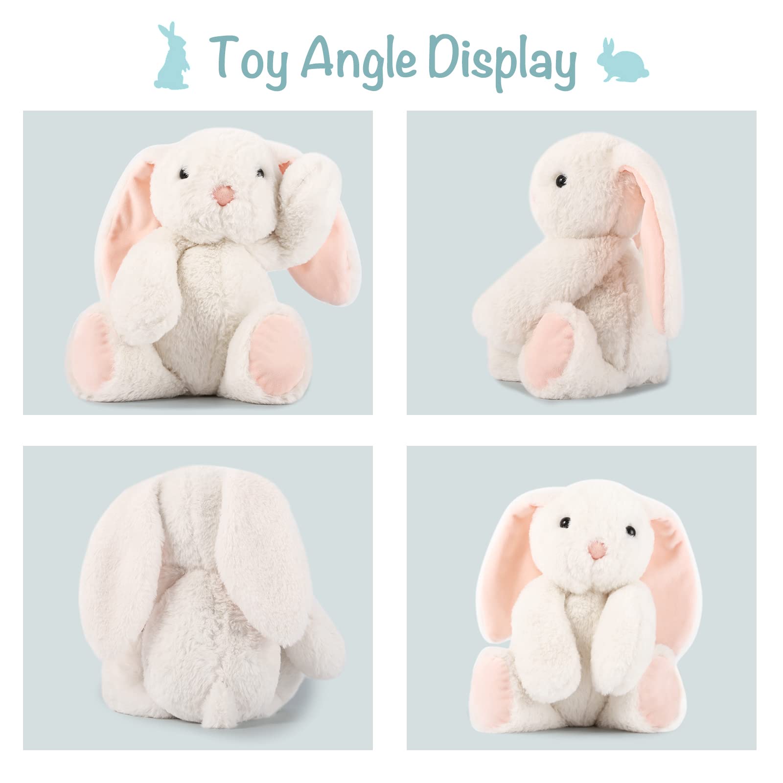 TCBunny bunny sits upright at 8 inches for easy hugs.