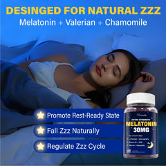 Label highlights 30 mg melatonin for targeted sleep support.