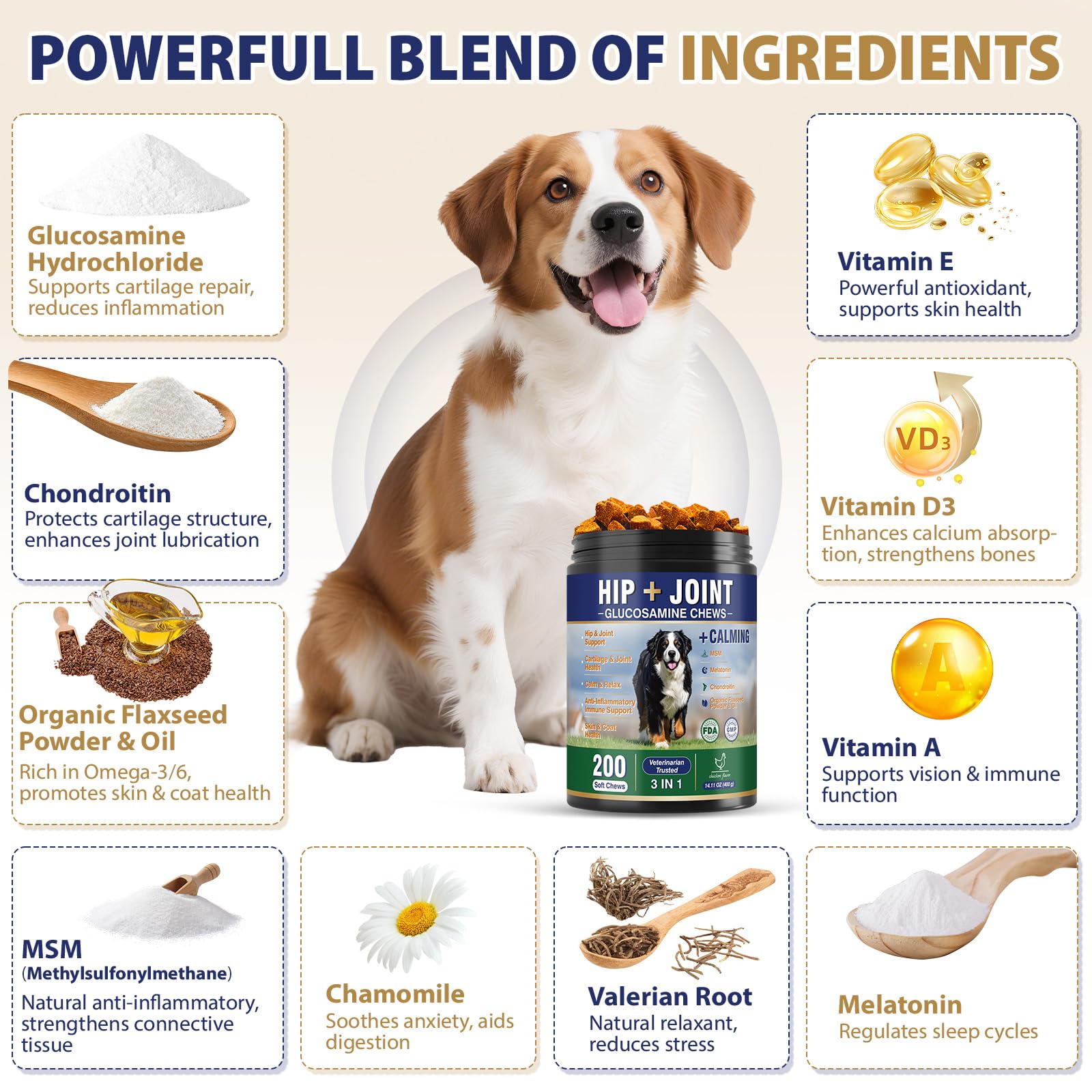 Tciika chamomile valerian dog-relief chews calms nerves before storms or separation