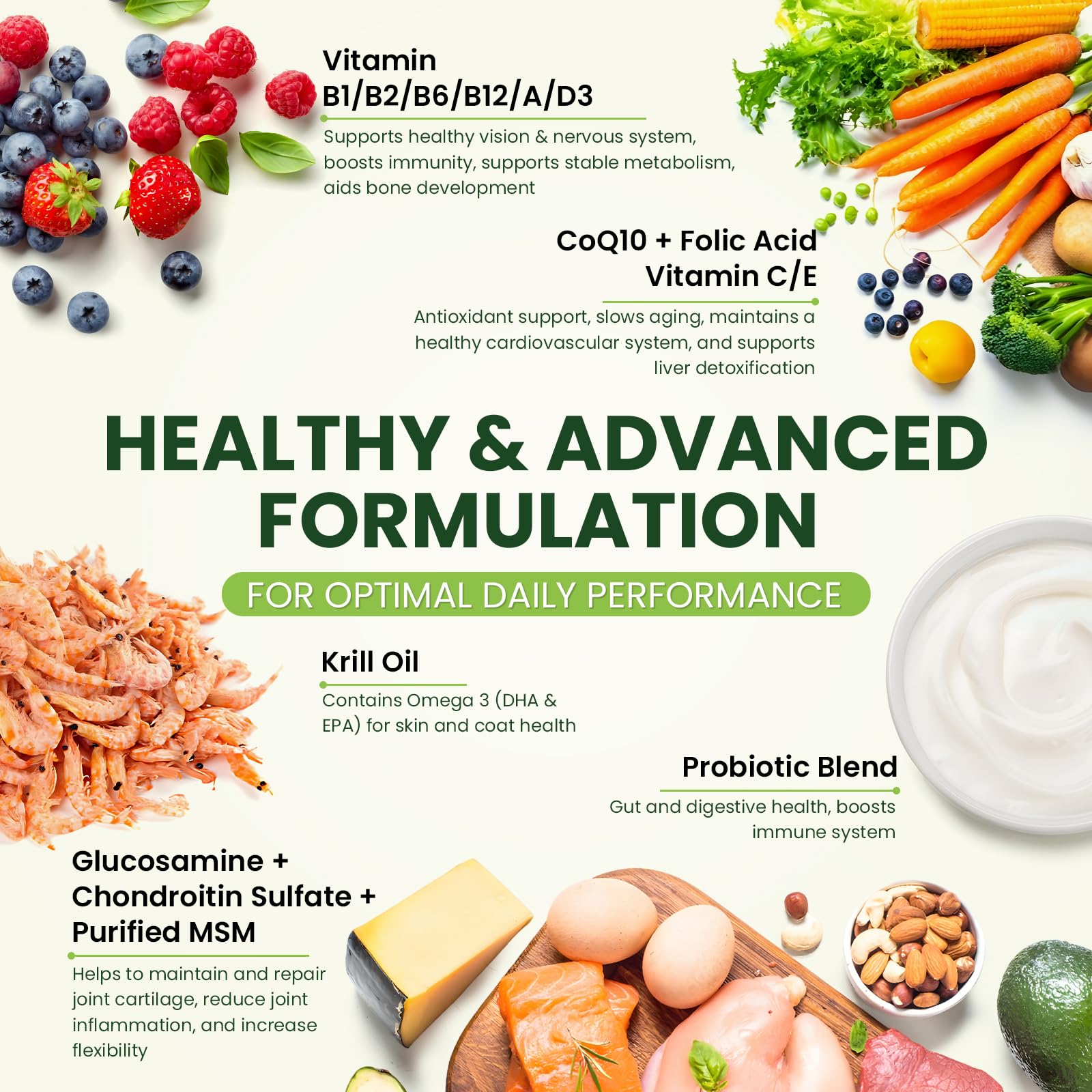 Tciika joint-support vitamins with glucosamine and chondroitin for mobility.