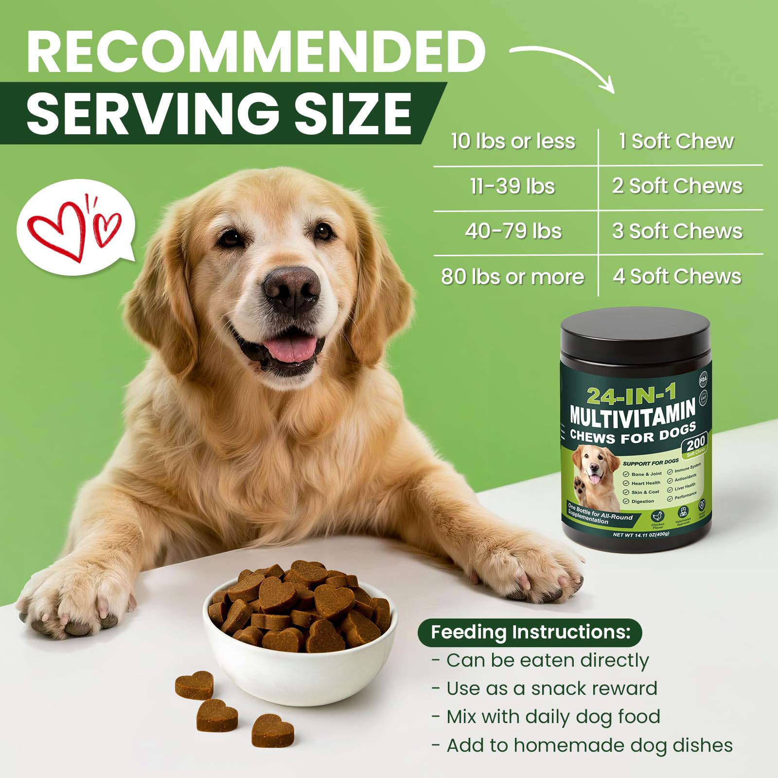 Tciika chicken-flavor chews make daily intake easy and enjoyable.