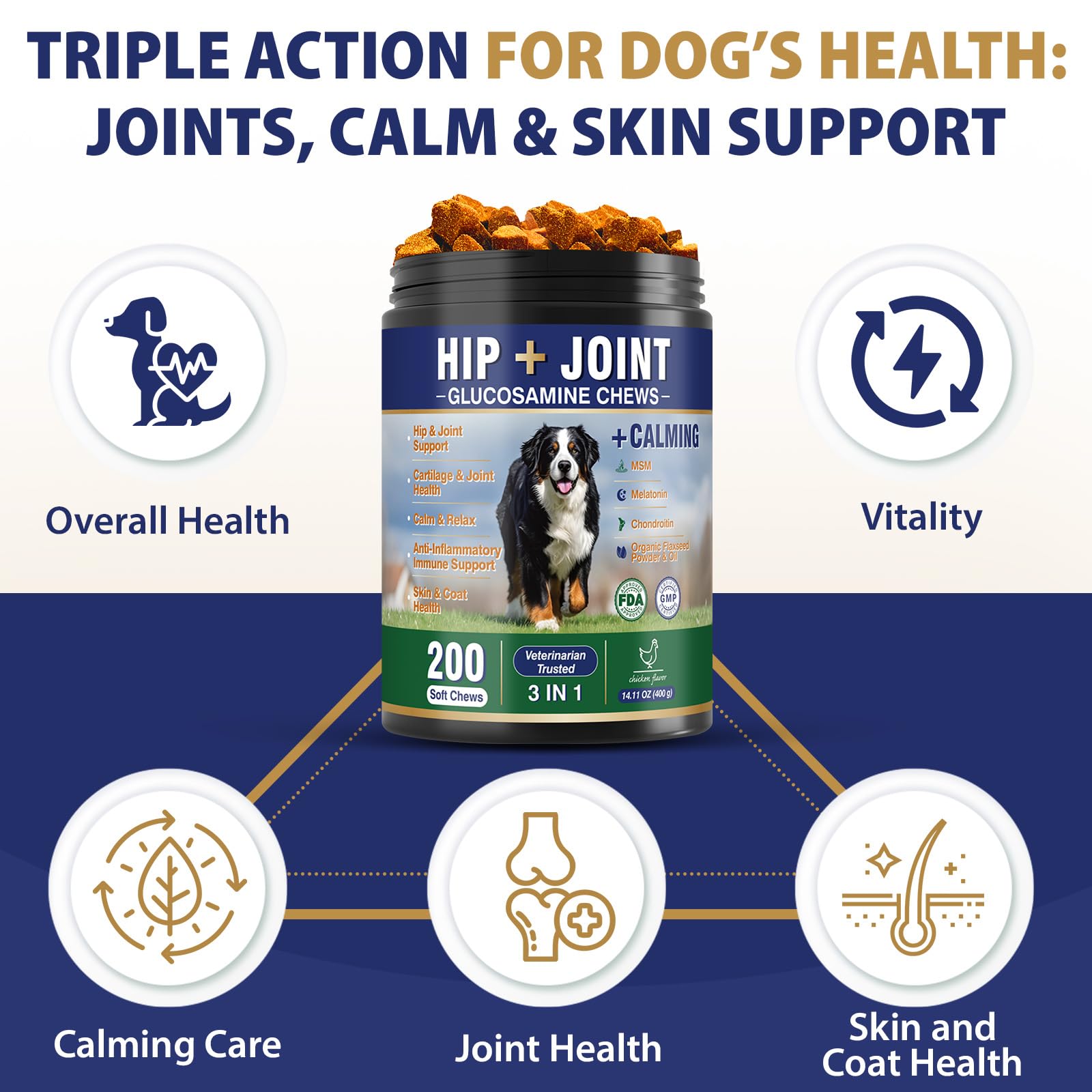 Tciika glucosamine chondroitin dog chews promotes cartilage health and joint comfort