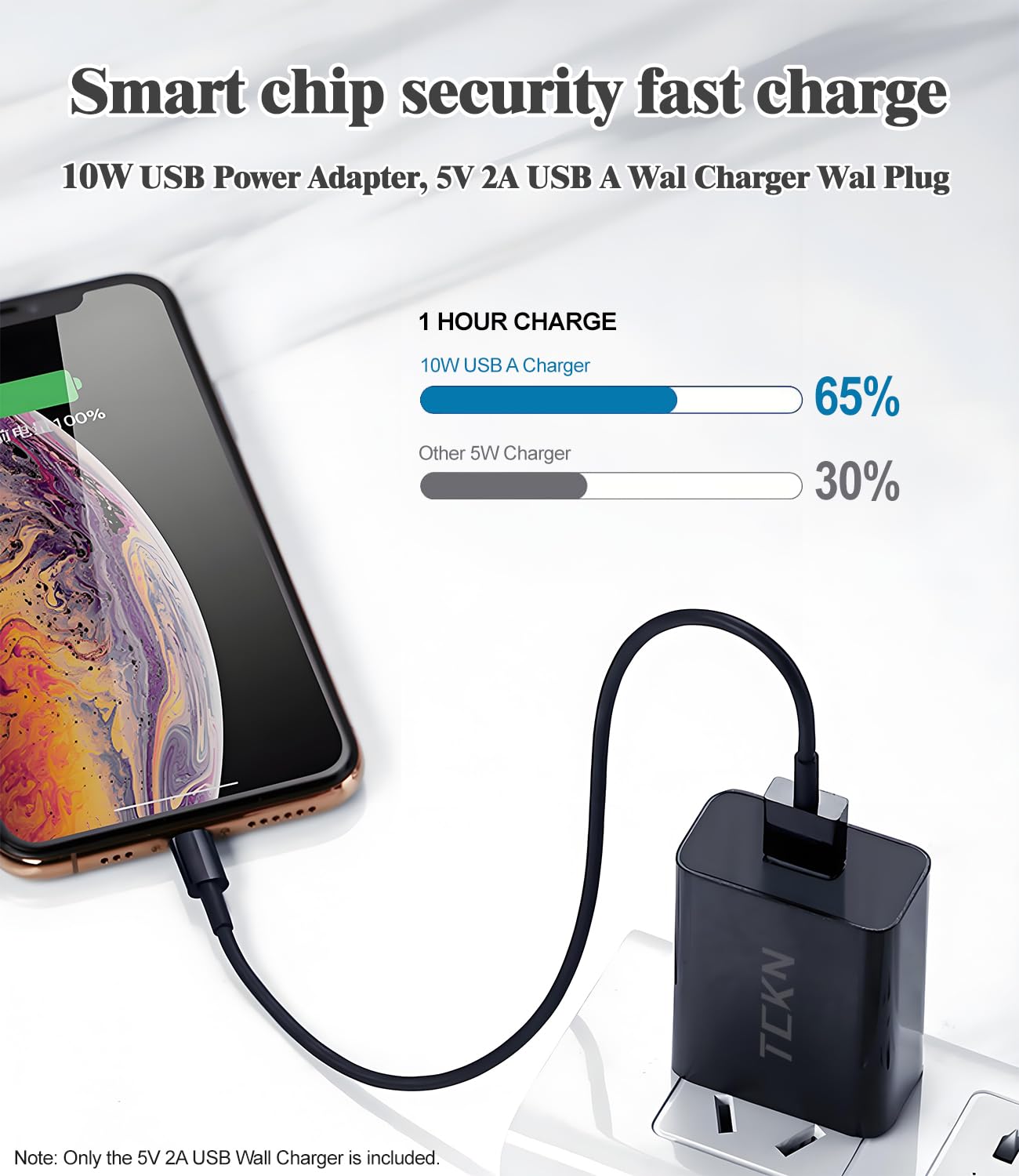 TCKN USB wall charger 5V 2A output for fast charging.