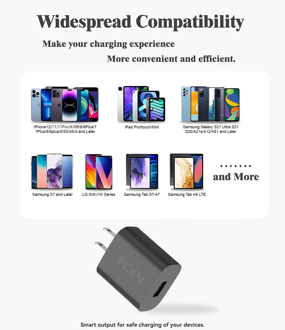 TCKN USB wall charger universal compatibility with Samsung, iPhone, and more.
