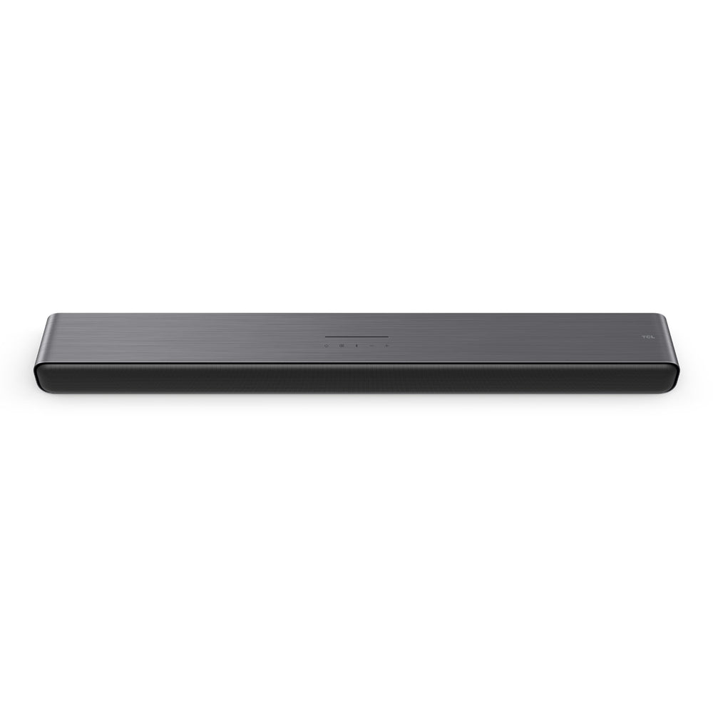 TCL S45H soundbar under TV shows slim, space-saving profile.
