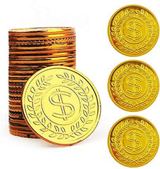 TCOTBE plastic gold coins in clear bag, easy goody bag filler for kids.