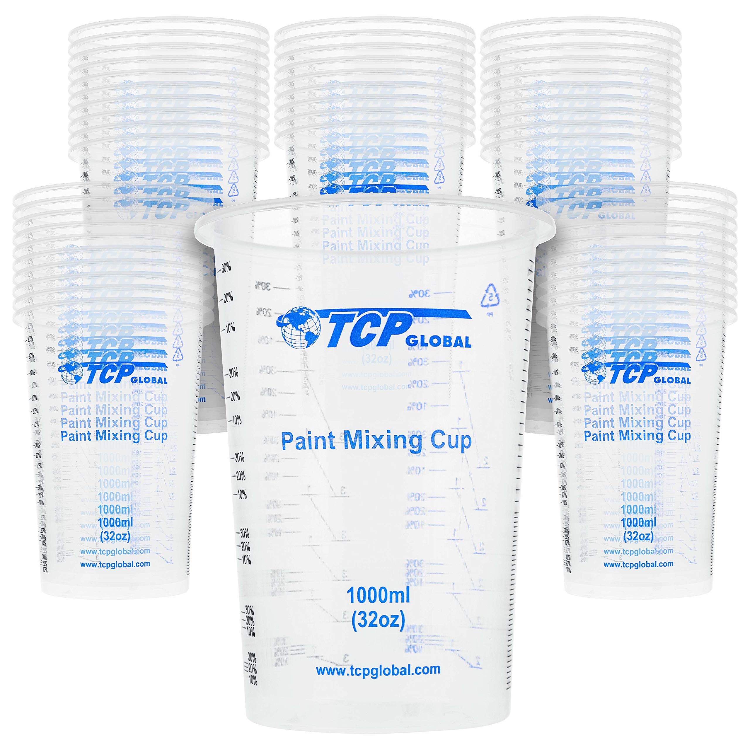 TCP Global 32oz mixing cup with graduated scales for precise liquid ratios