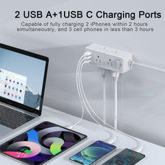 Tcstei 6 AC outlets with generous spacing reduce outlet crowding.