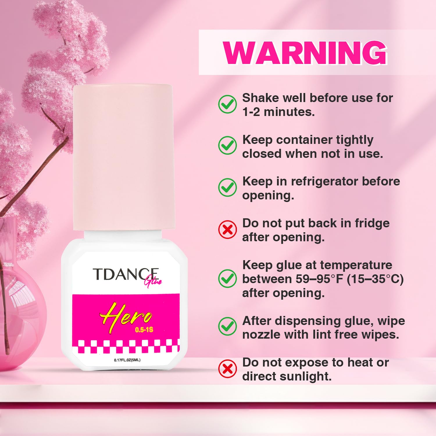 TDANCE low-fume glue reduces irritation for clients