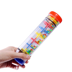 Close-up of TDOCK rain stick, bright colors inviting tactile exploration
