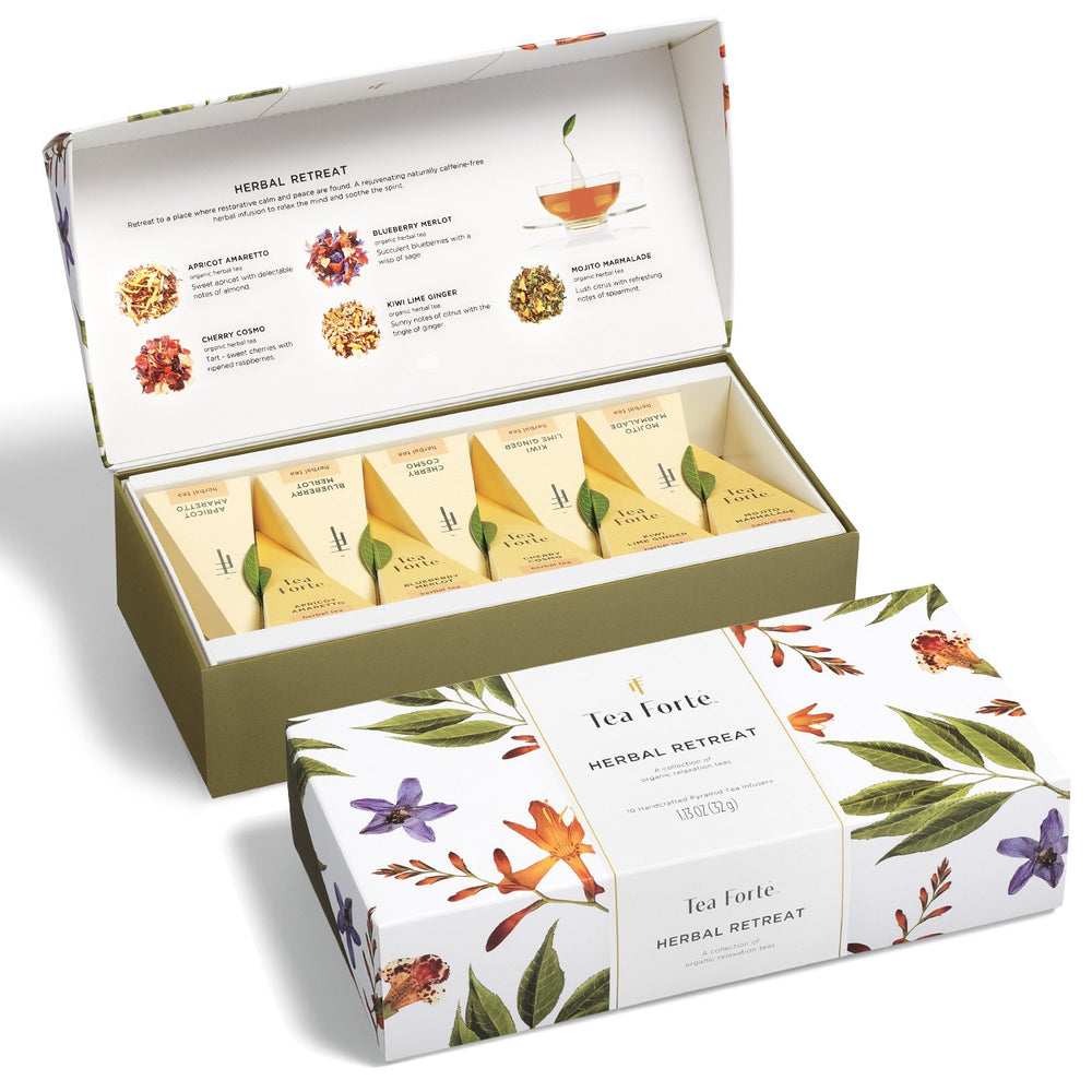 Tea Forte petite presentation box with ten pyramid infusers, ideal for gifting