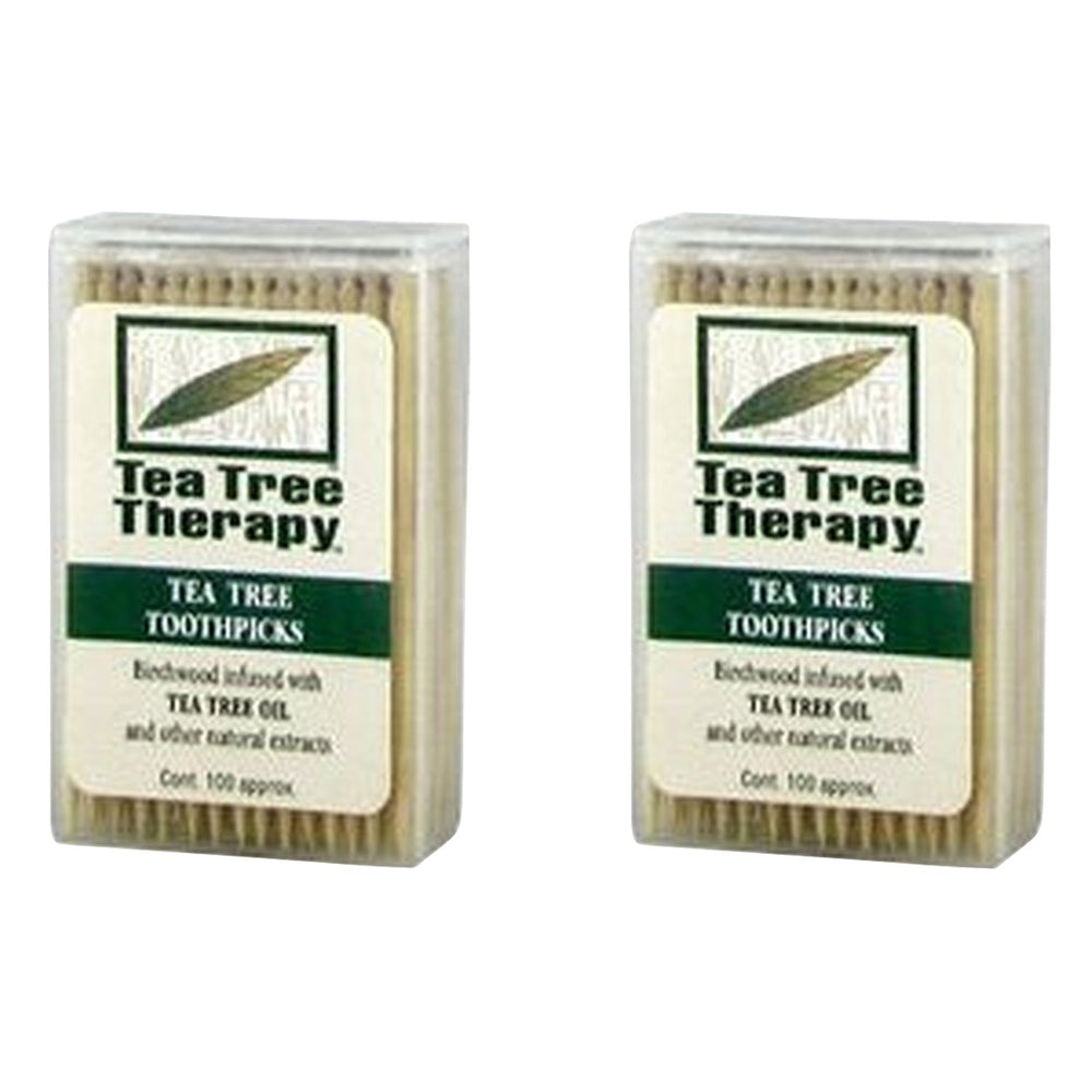 Tea Tree Therapy toothpicks with menthol offer convenient clean teeth after meals
