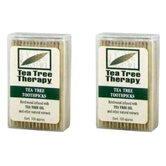 Tea Tree Therapy toothpicks with menthol offer convenient clean teeth after meals