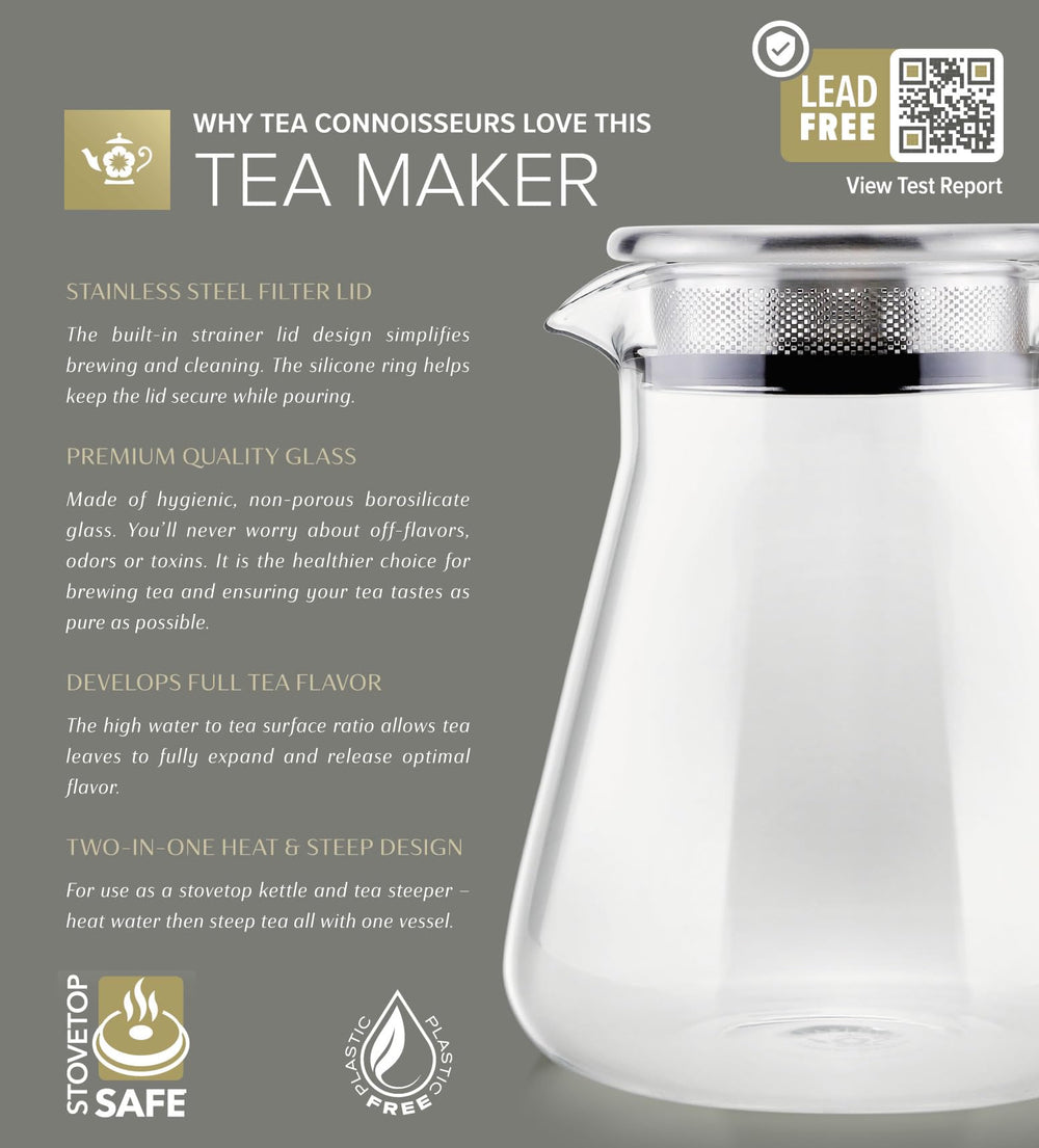 Teabloom 15oz glass teapot ideal for single servings.