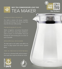 Teabloom borosilicate glass provides hygienic, odor-free brewing conditions.