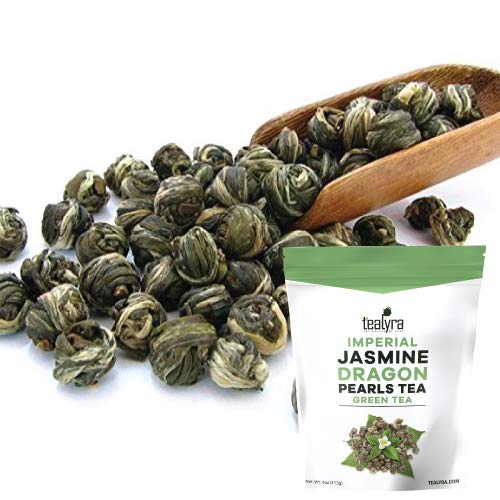 Tealyra Imperial Jasmine Dragon Pearls pack shot highlighting fragrant aroma for evening refreshment