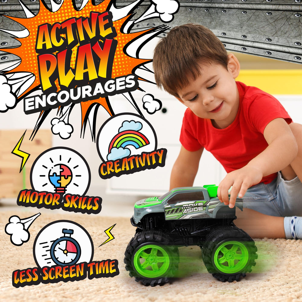 Team Power Exploding Monster Truck side profile shows sturdy build for rugged play.