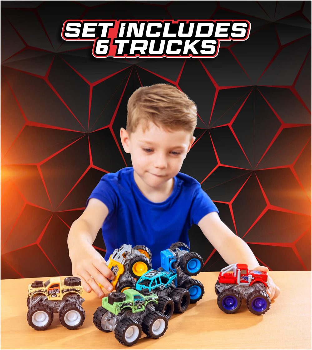 Team Power Monster Trucks with giant wheels for stable, high-energy play